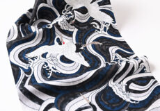 誉田屋源兵衛 浴衣（千年鶴乱舞/紺×茶・綿麻）広巾「着物と帯・呉服えり新」