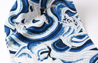 誉田屋源兵衛 浴衣（千年鶴乱舞/藍色・綿麻）「着物と帯・呉服えり新」