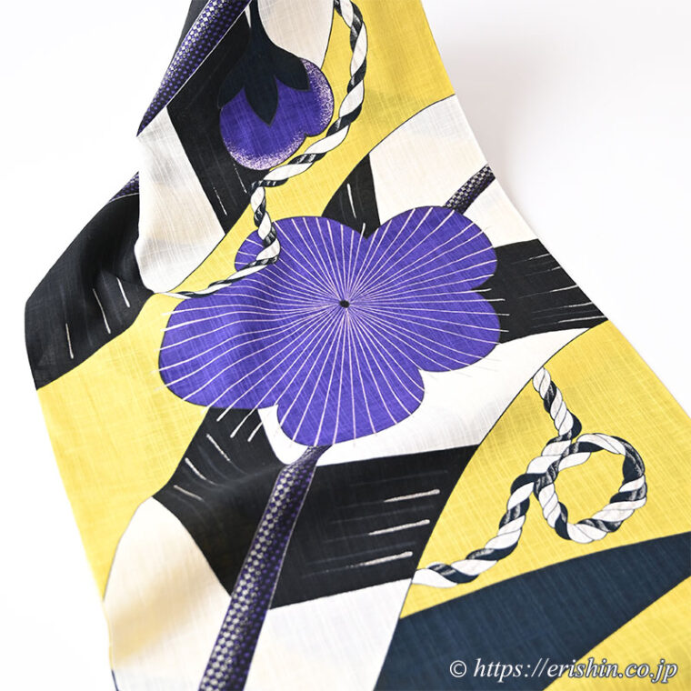 誉田屋源兵衛 浴衣（那須乃与一/黄紫・綿麻）「着物と帯・呉服えり新」