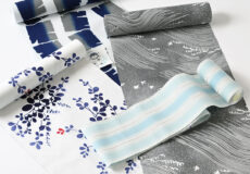 竺仙浴衣入荷。コーマ・綿絽・松煙染紅梅小紋「着物と帯・呉服えり新」